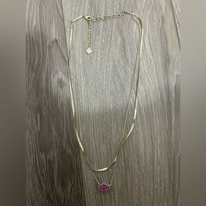 KENDRA SCOTT | GRAYSON HERRINGBONE GOLD MULTI STRAND NECKLACE IN PINK WITH BAG